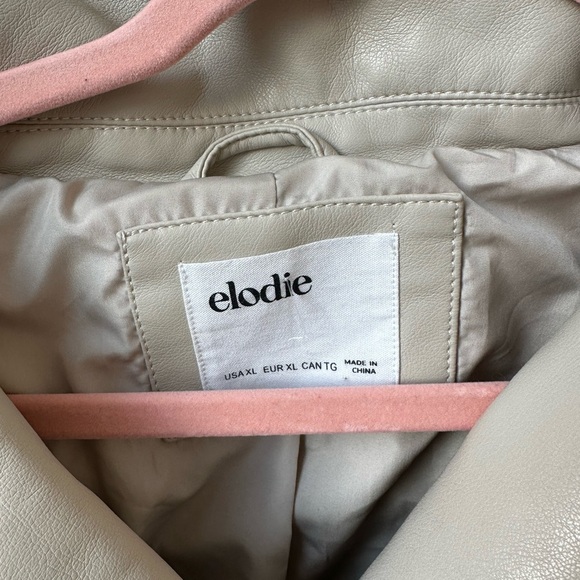 Elodie Cream Faux Leather Moto Jacket XL Cropped Biker Zip Belted - Picture 6 of 11